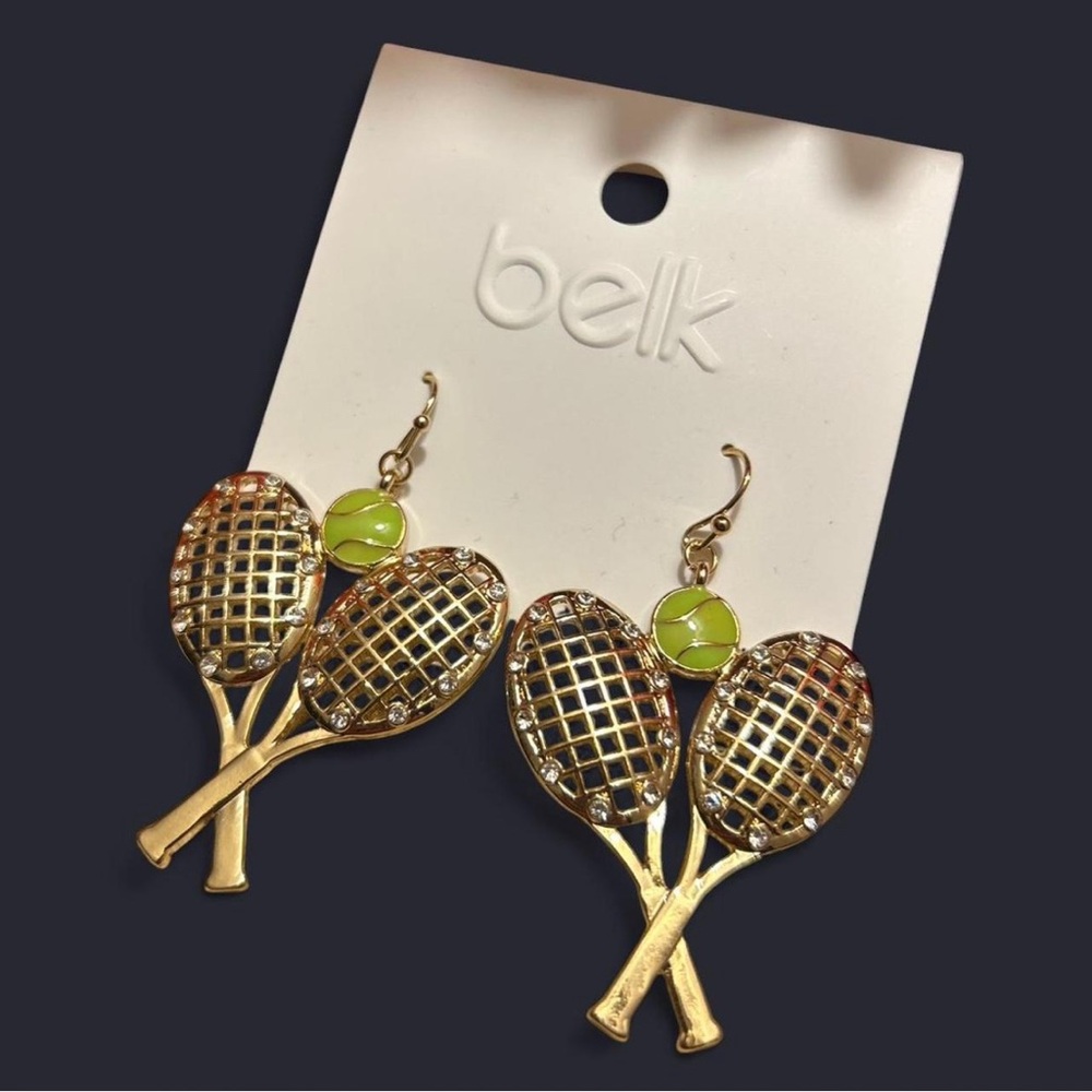 Belk - Gold Tennis Racket Earrings